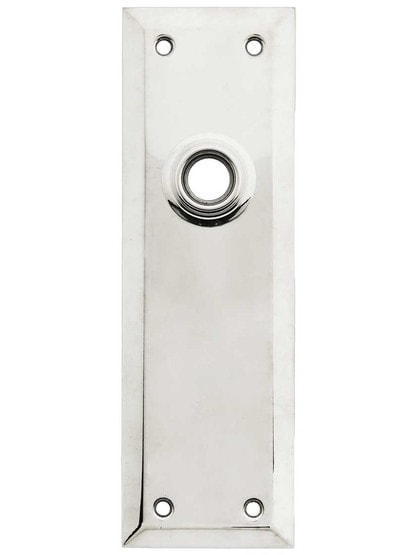 Stamped Brass New York Door Plate in Polished Nickel.